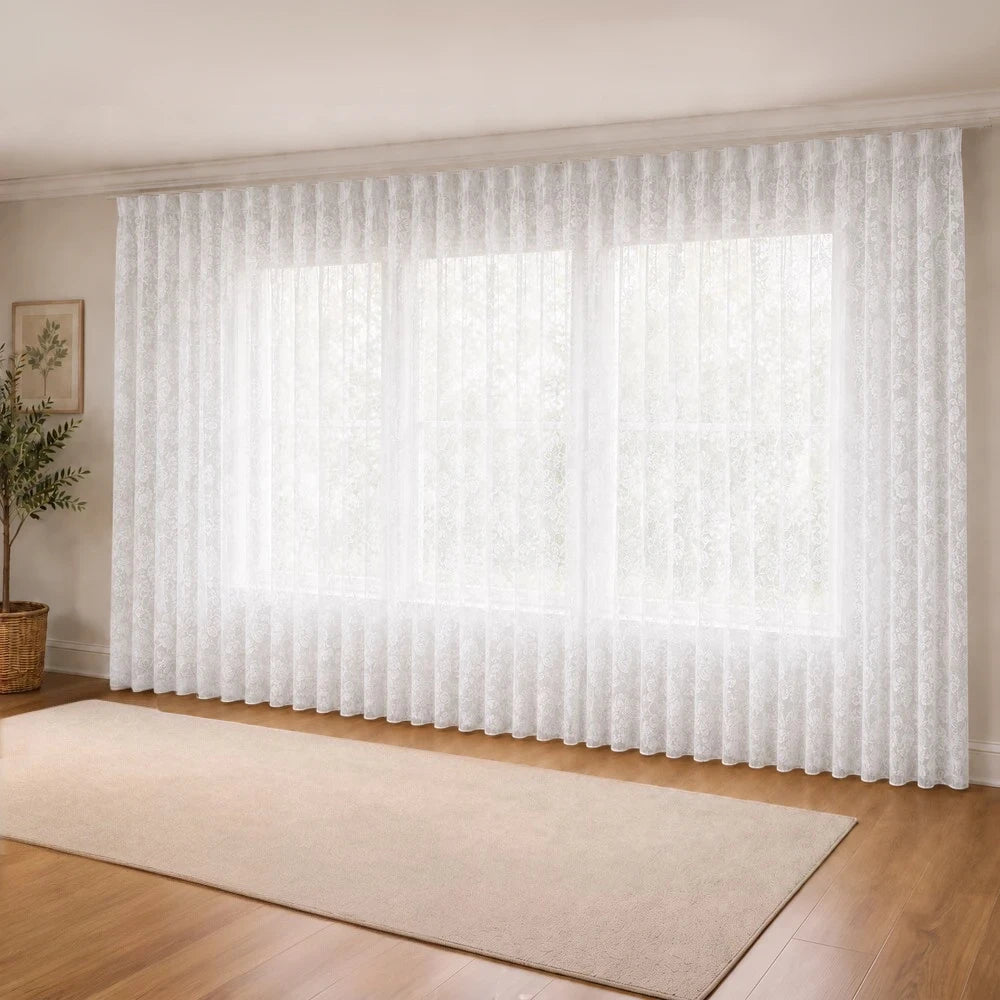 Hope Lace 5m Taped Curtain