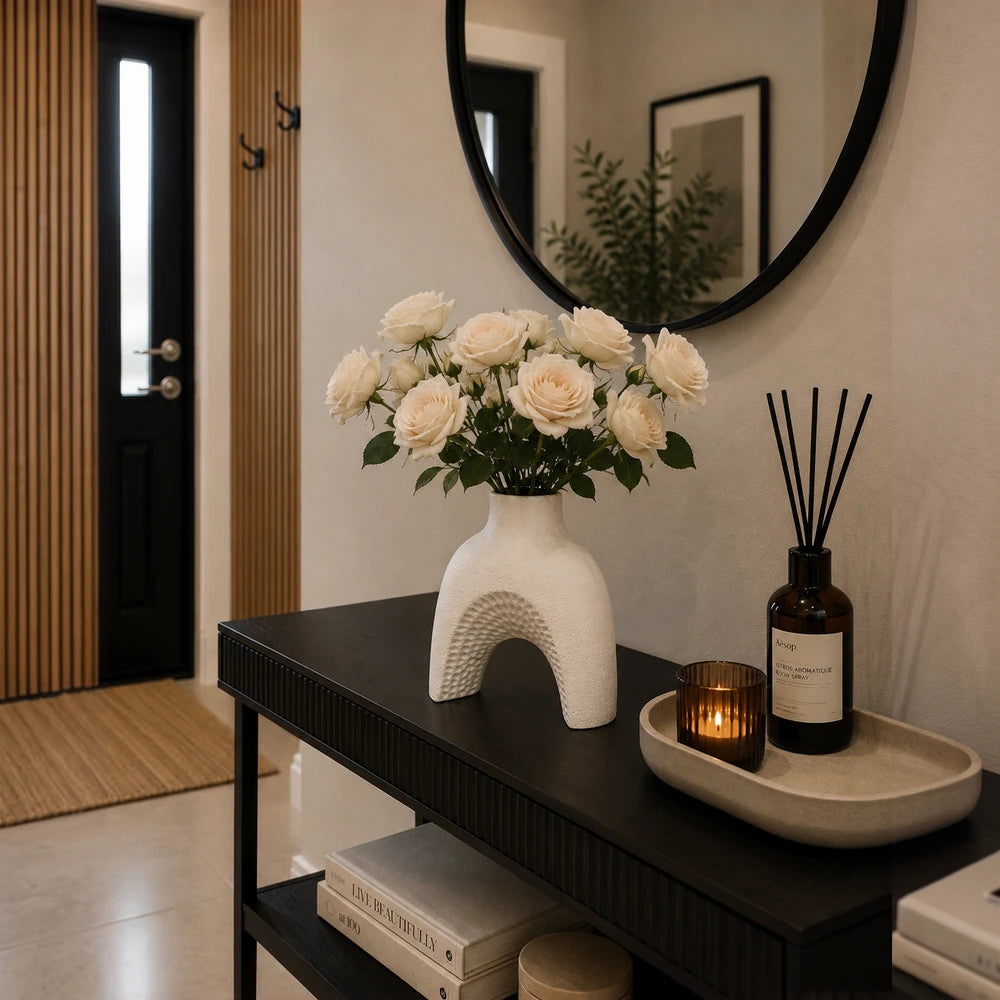 Modern White Ceramic Arch Vase