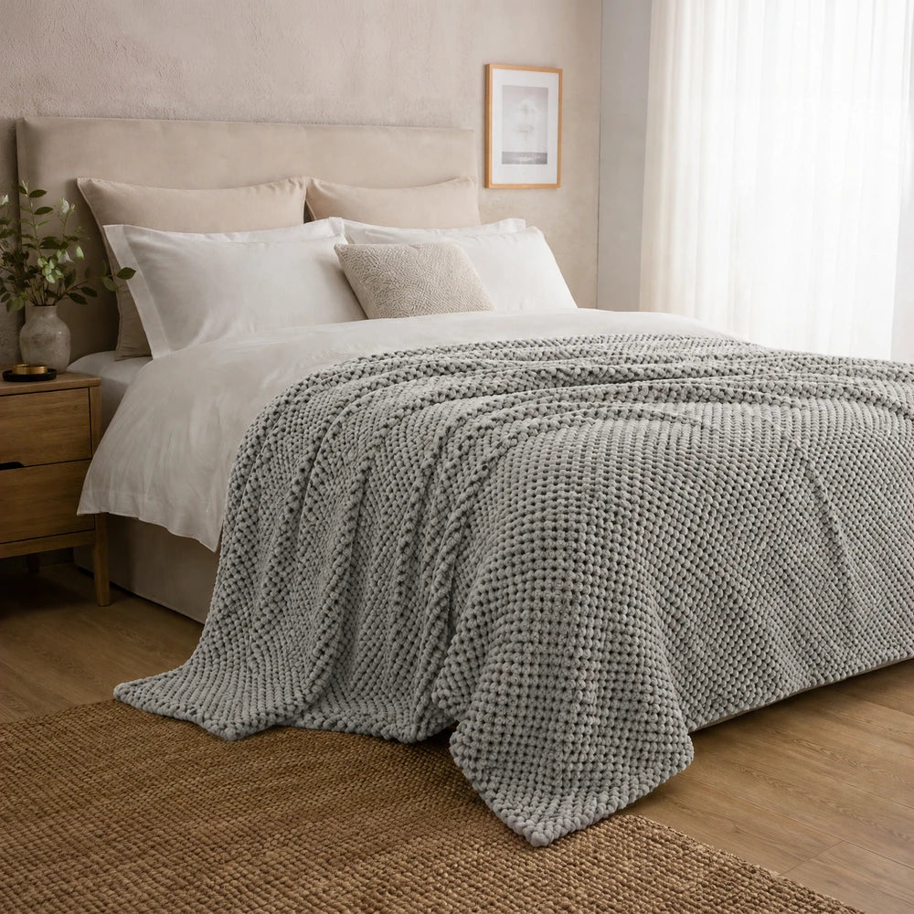 Pierre Cardin Waffle Throw - Grey