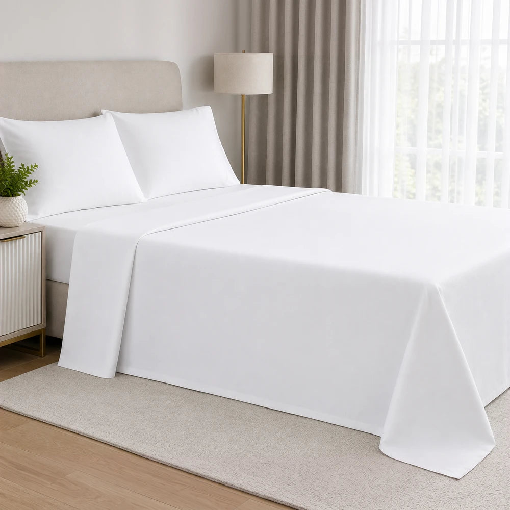 200TC 100% Cotton Percale Flat Sheet