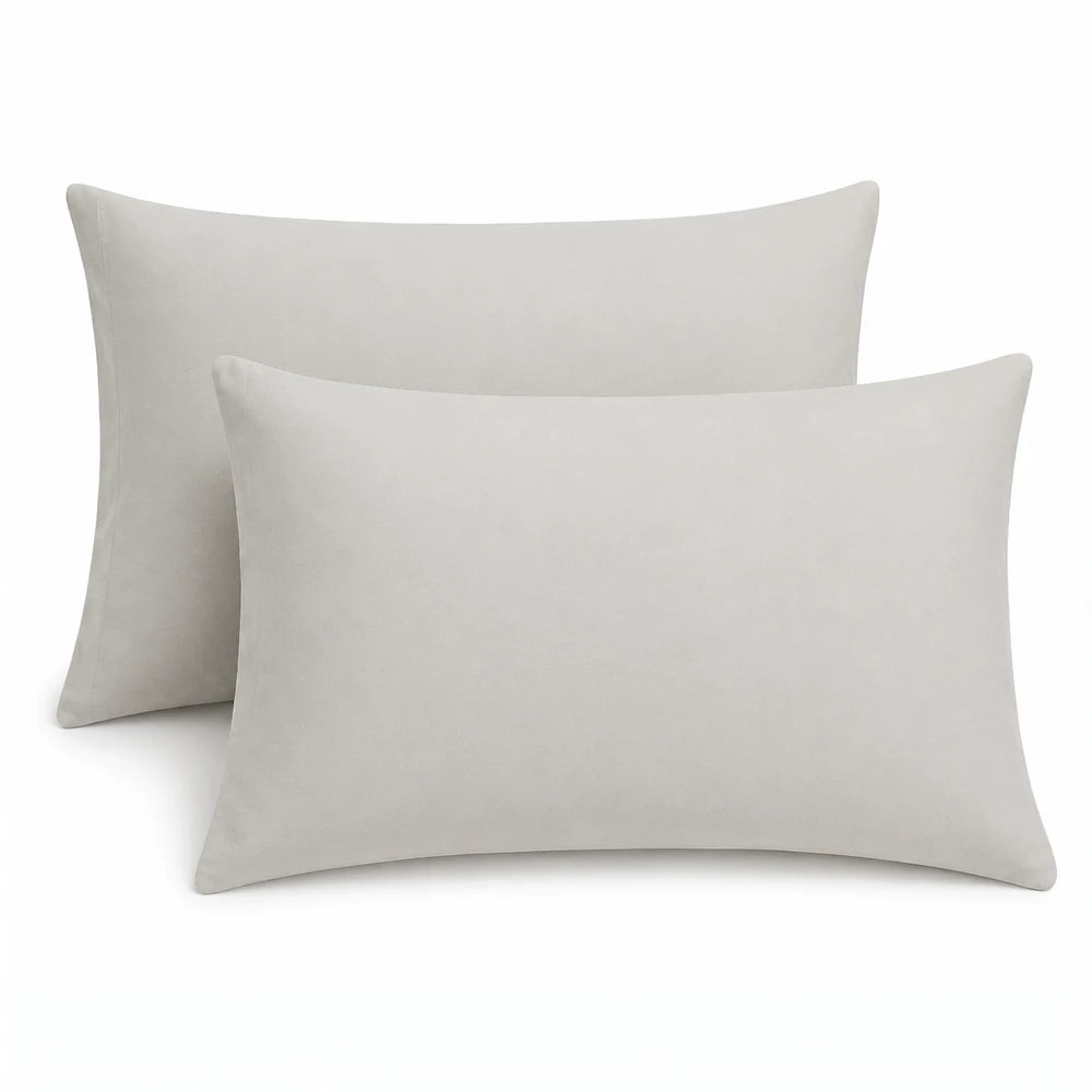 Two 200TC 100% cotton percale standard pillowcases in light gray, soft breathable weave, 2-pack for everyday use.