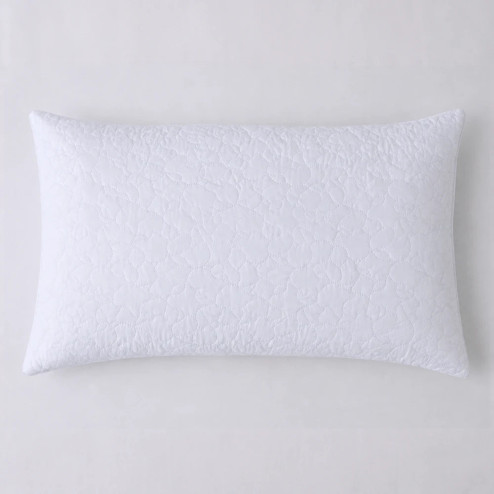 After Hours Living Quilted Pinsonic Pillow in white with a soft quilted pattern and 650gsm filling for plush support.