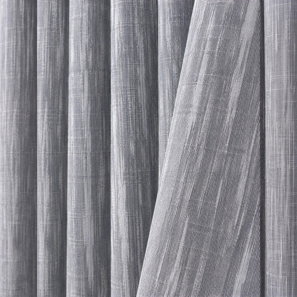 Barkweave Taped Lined Curtain in gray with a textured woven fabric and soft drape.