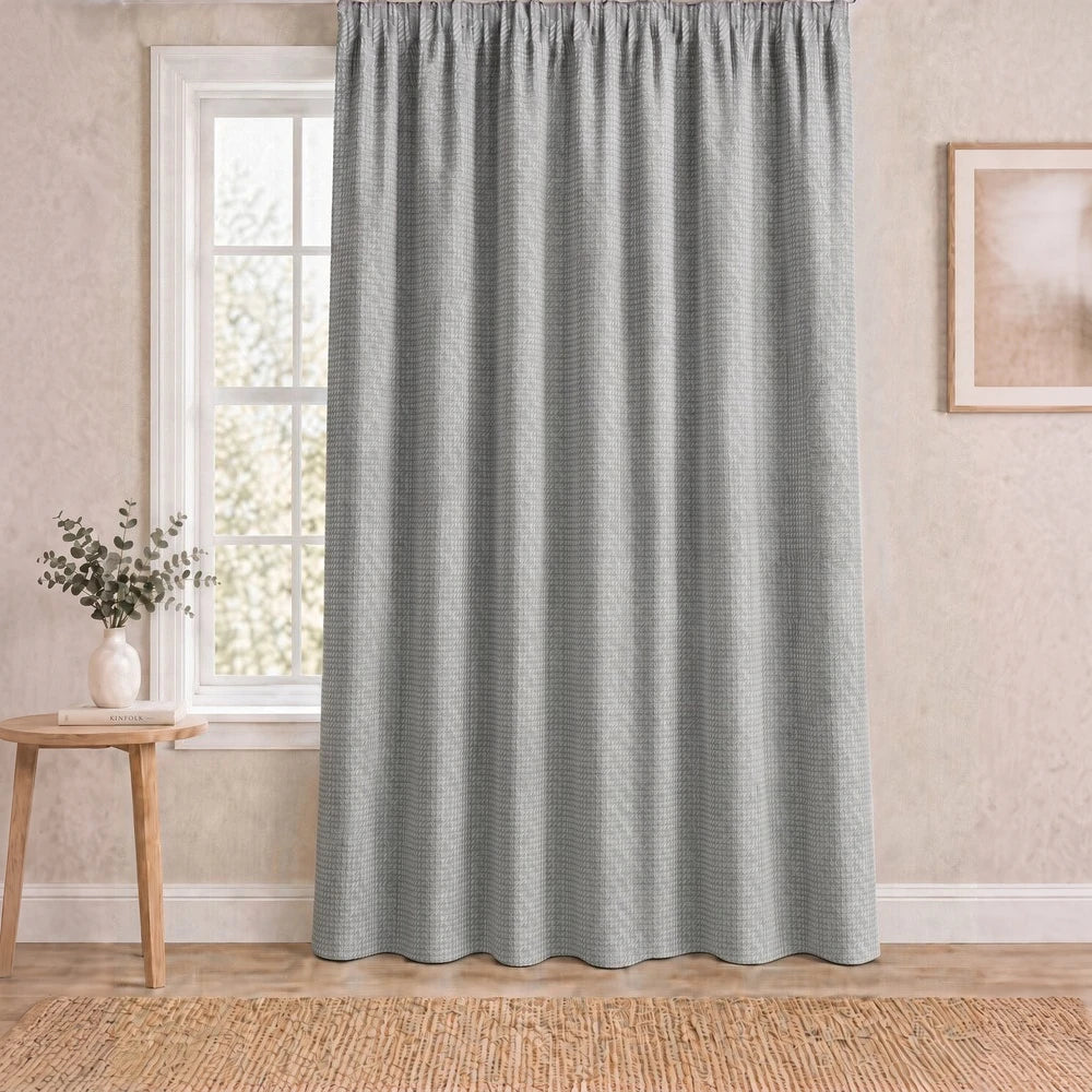 Charlie Textured Taped Lined Curtain in grey, featuring a subtle woven pattern and full-length panels for a soft, classic