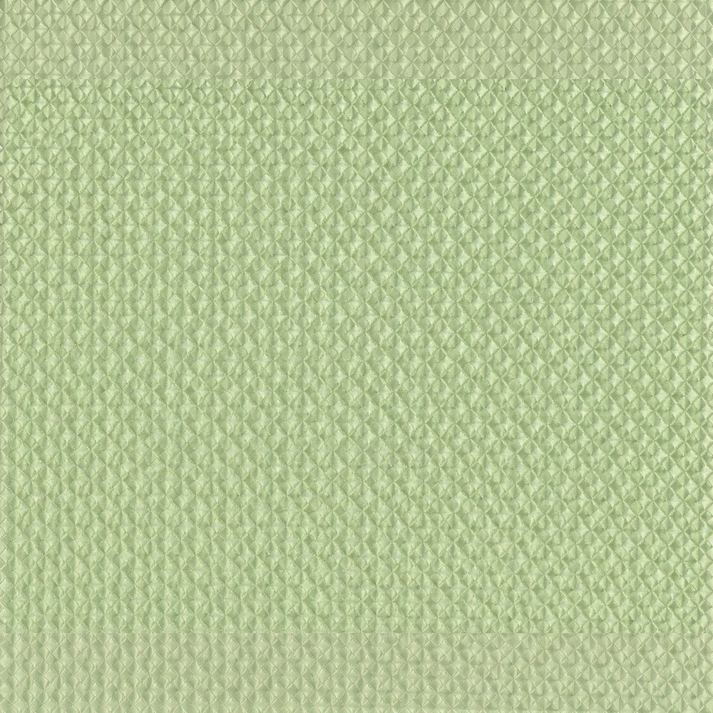 Diamond Textured Unlined Taped Curtain fabric in sage green with a diamond quilted pattern; close-up highlights texture and
