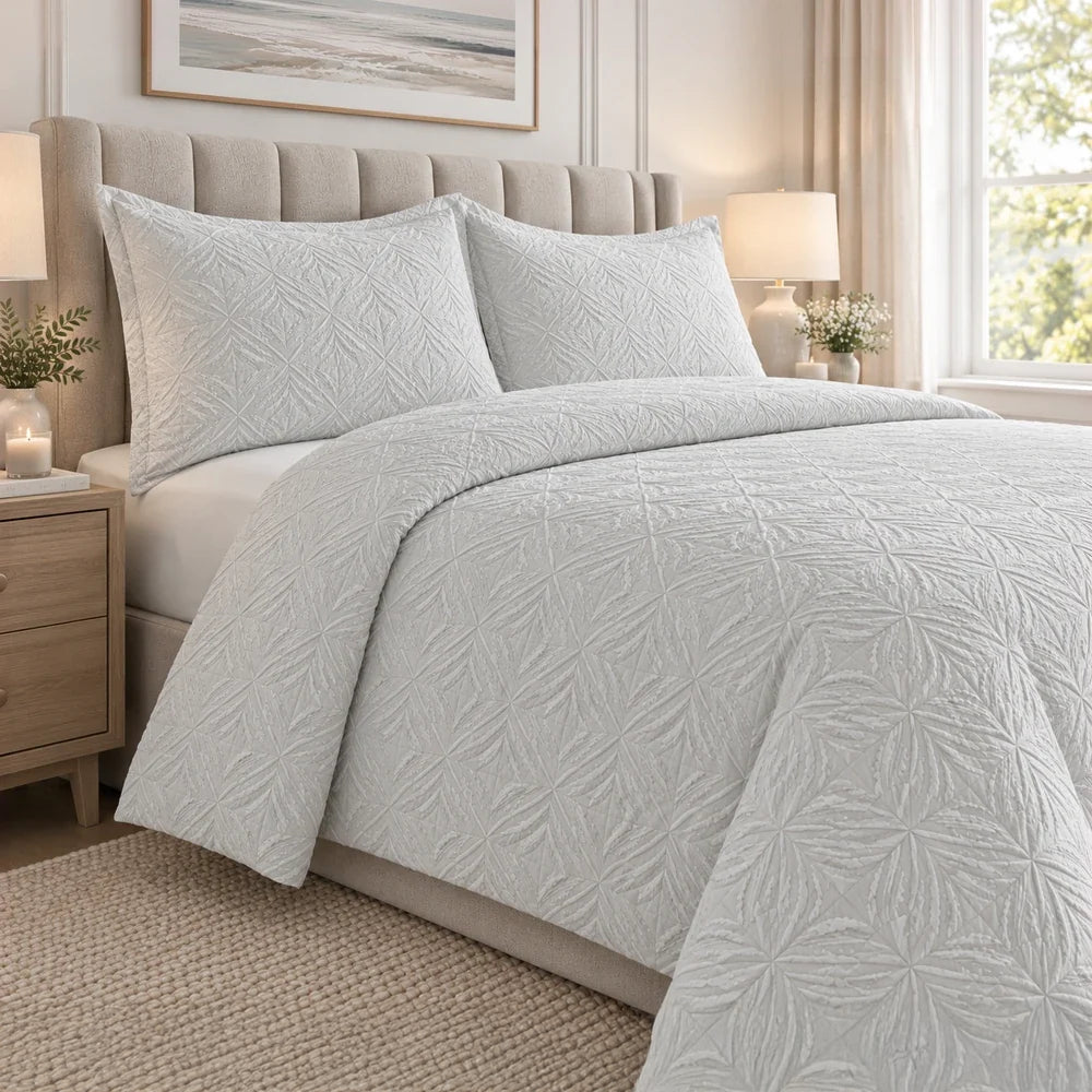 Horrockses 3D Embossed Palm Jumera Duvet Cover Set