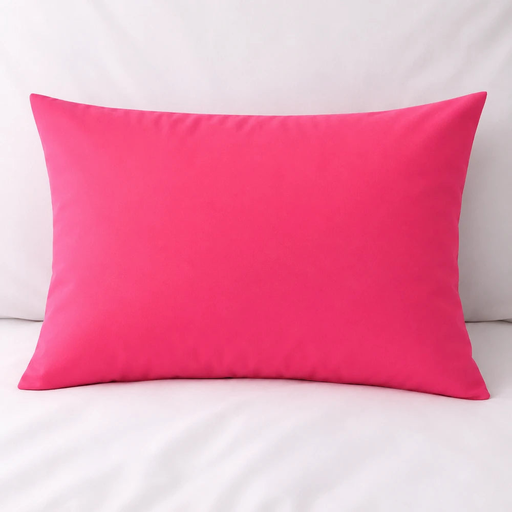 Plain microfibre standard pillowcase in bright pink color, soft fabric, comfortable for everyday use.