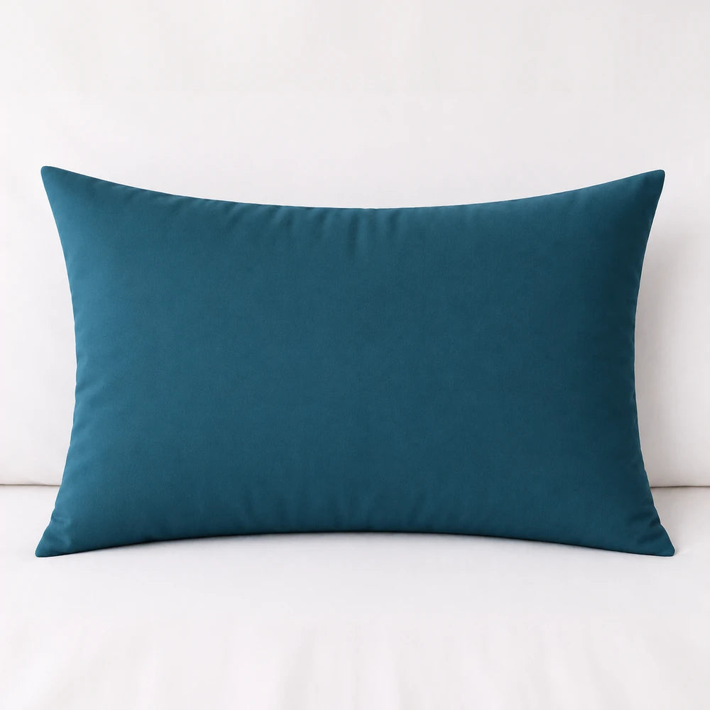 Plain microfibre standard pillowcase in teal blue, soft and durable fabric for standard pillows.