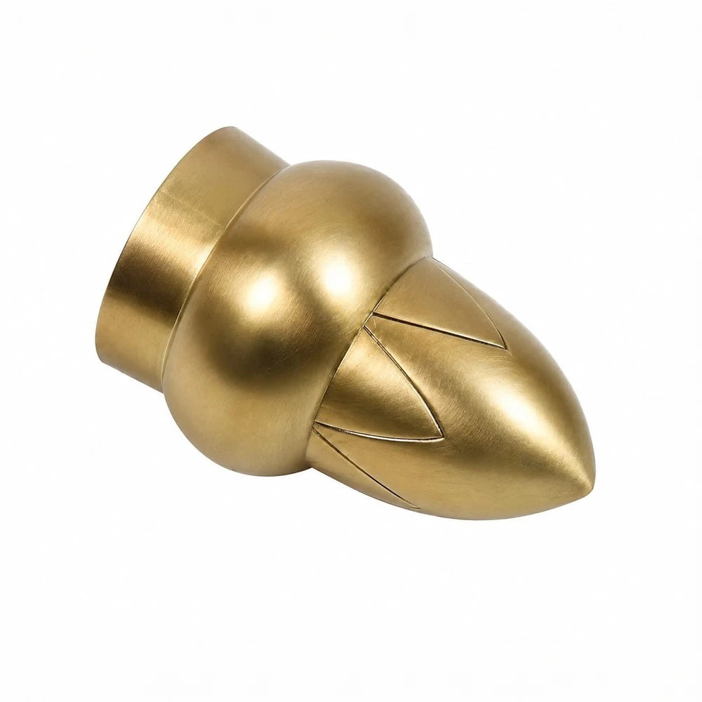 Gold plastic finial acorn pair, 25mm diameter, decorative end caps for curtain rods or furniture rails.