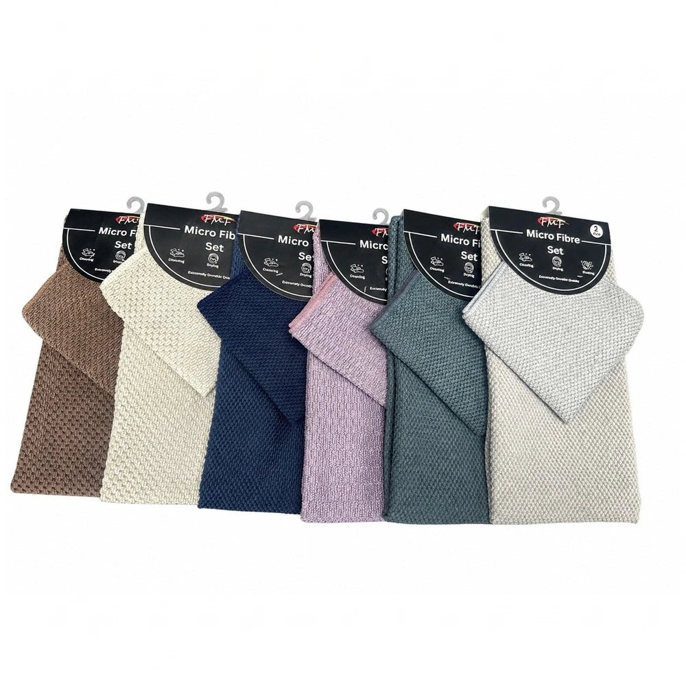 Premium multi-purpose microfiber cleaning cloths in assorted colors; soft, durable fabric for dusting, polishing, and