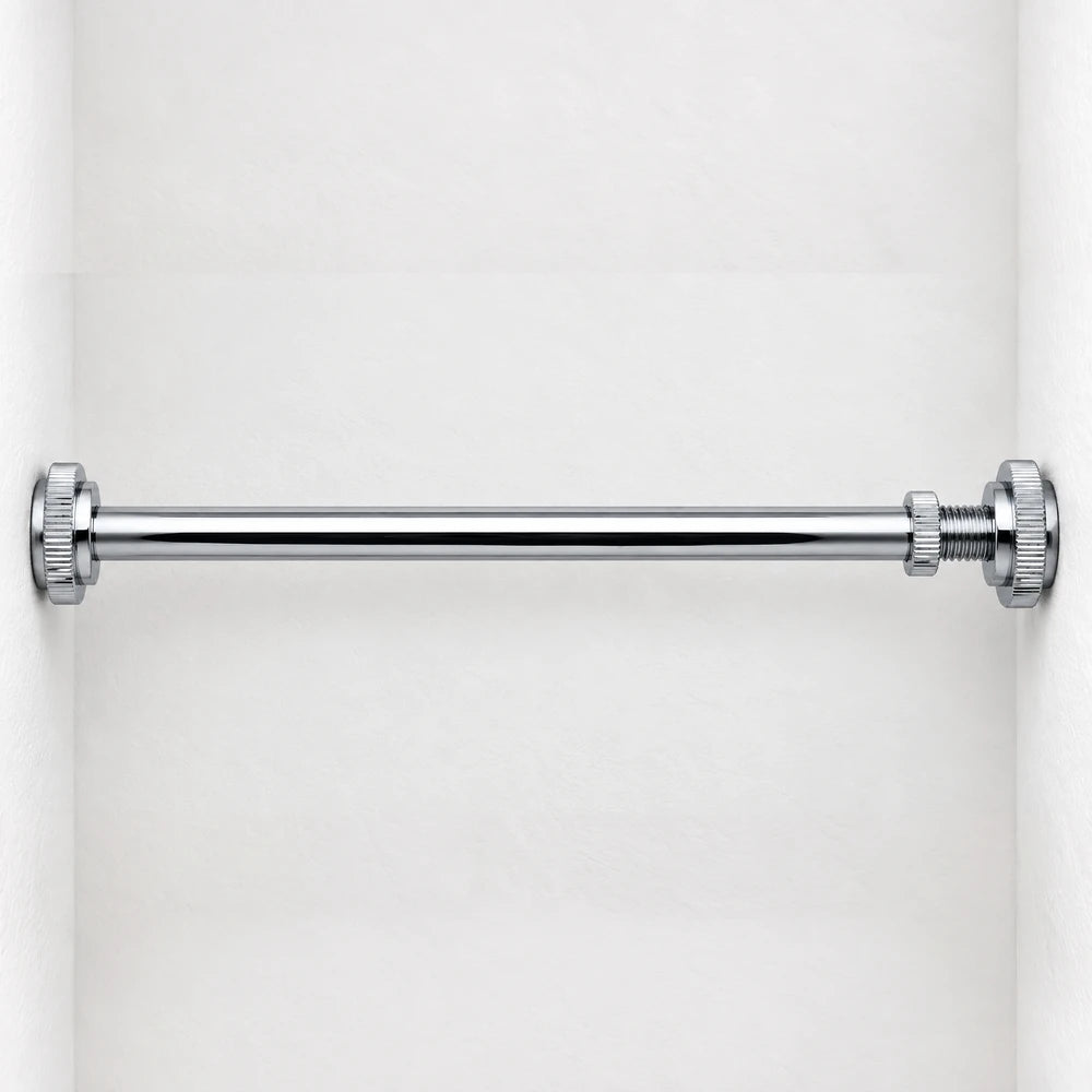Simplifit chrome wall-mounted towel bar with adjustable mounting brackets and metal rod