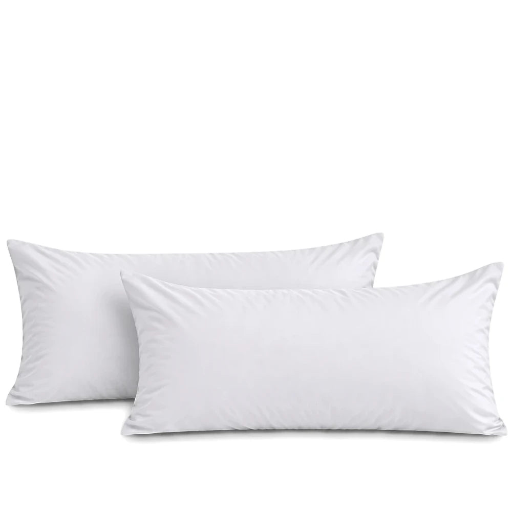 Pack of two white premium soft-touch microfiber king pillowcases, shown with a slight overlap.