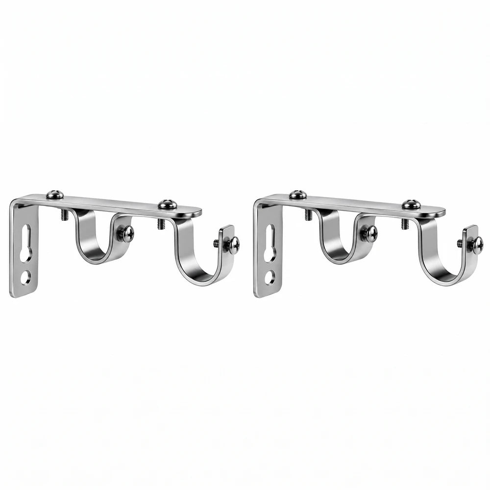 16/25mm metal double bracket in polished chrome with wall-mount plates and dual curved hooks