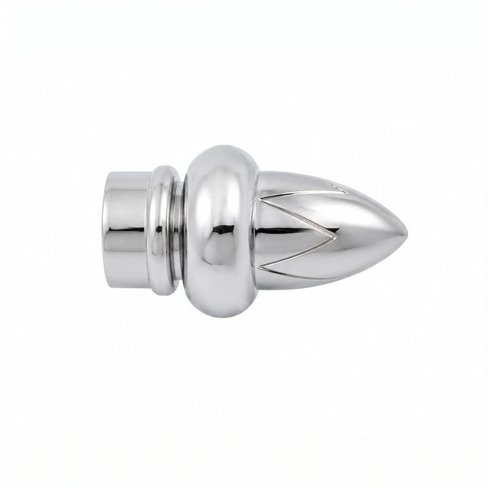16mm plastic finial acorn pair in polished silver finish for curtain rods, decorative end caps with a sleek chrome look.