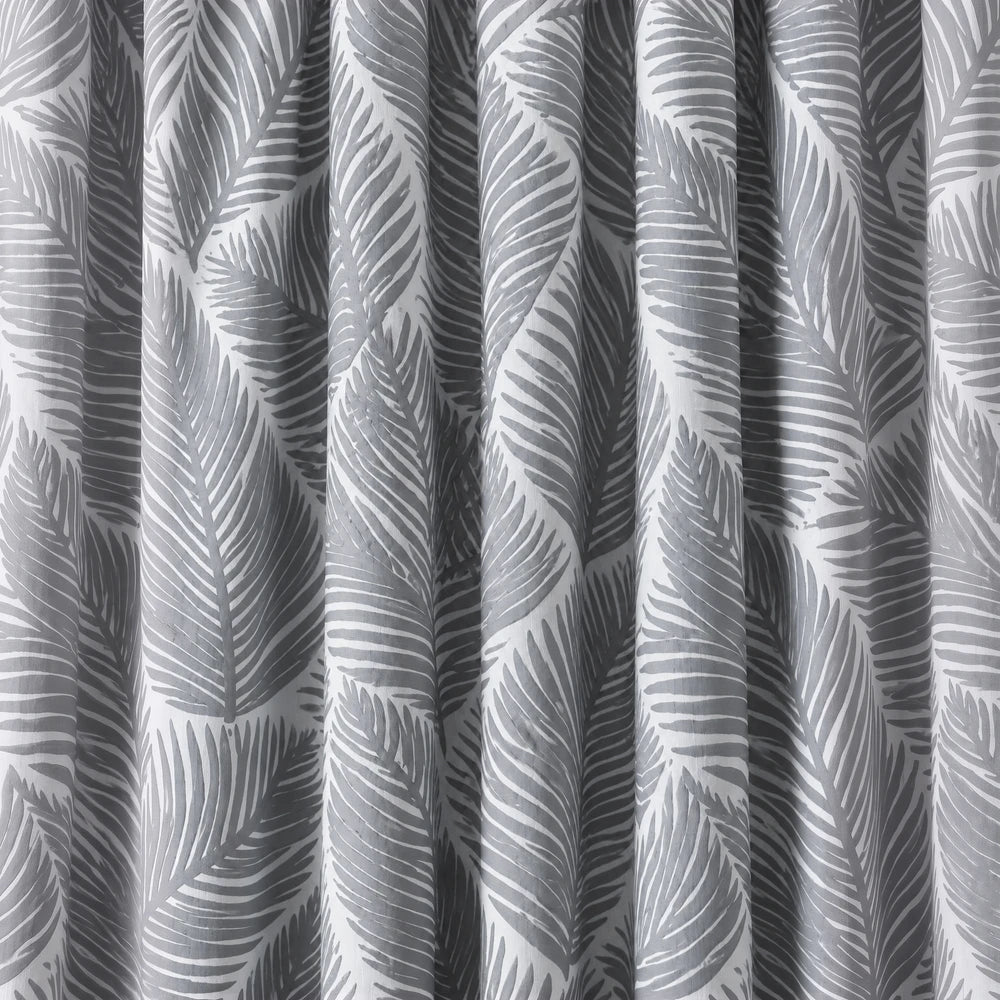 Bold Palm Leaf Paste Print Taped Lined Curtain
