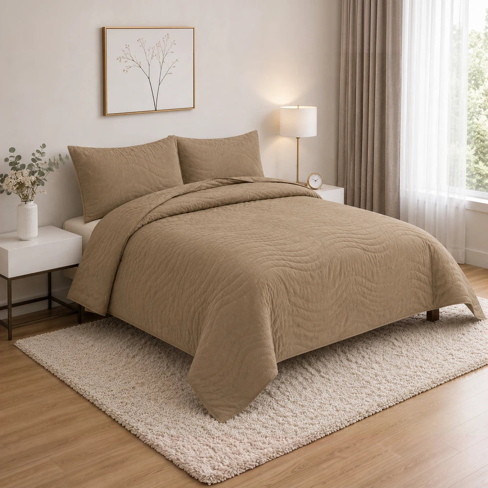 Premium Carducci Wave Pattern 100% Cotton Quilt Se