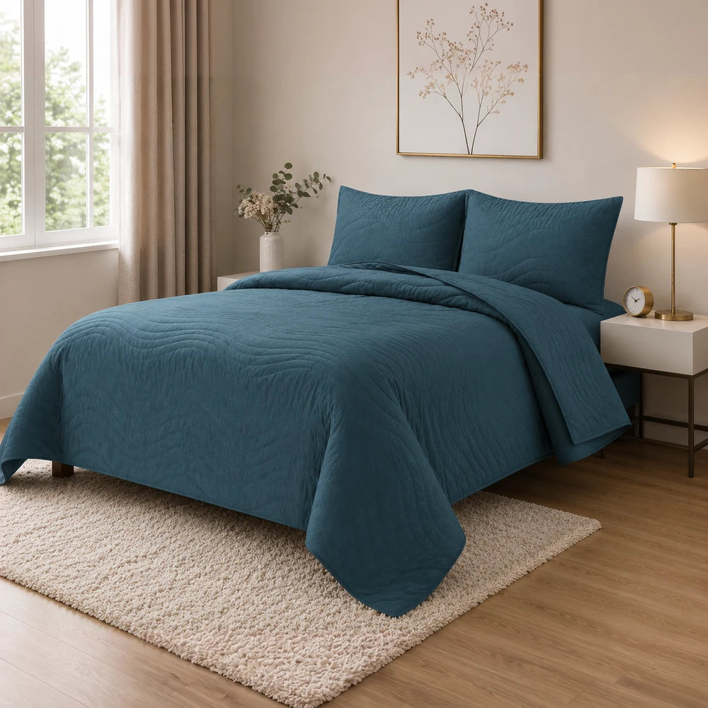 Premium Carducci Wave Pattern 100% Cotton Quilt Se
