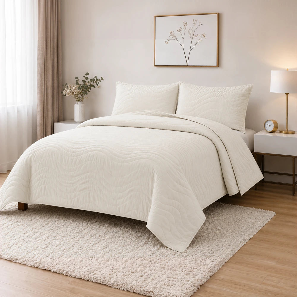 Premium Carducci Wave Pattern 100% Cotton Quilt Se