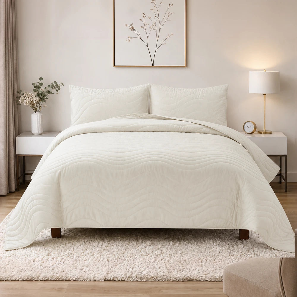 Premium Carducci Wave Pattern 100% Cotton Quilt Se