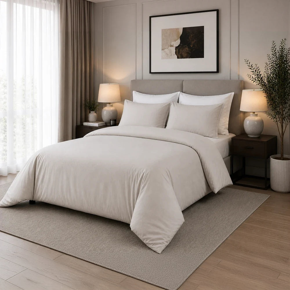 200TC 100% Cotton Percale Plain Duvet Cover Set