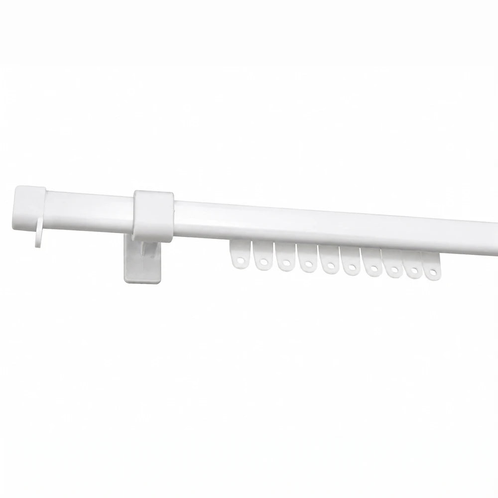 C-Track Metal Single Wall Bracket Pair in white, steel track system with multiple hanging brackets for organization