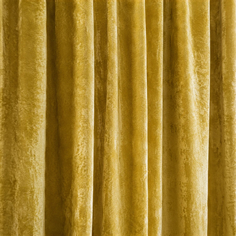 Carducci Abstract Velvet Unlined Eyelet Curtain in gold velvet with soft textured drape