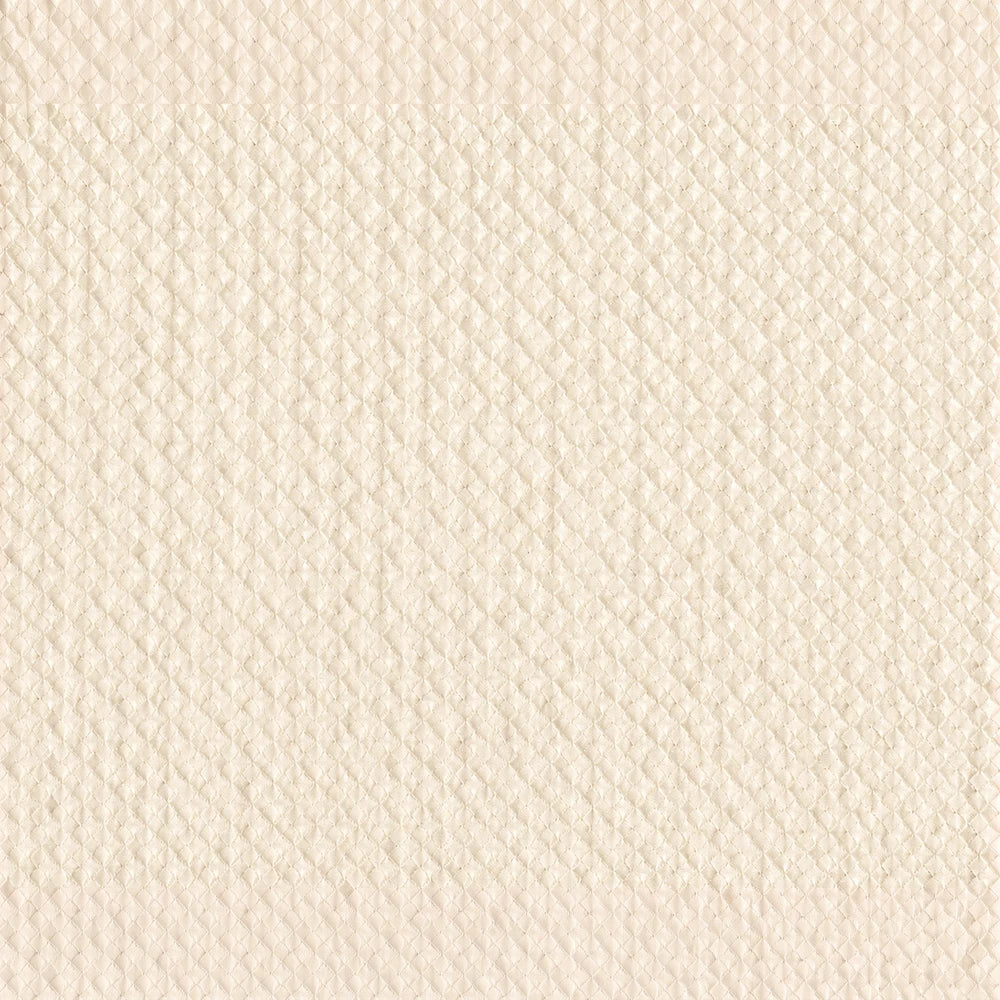 Diamond textured unlined taped curtain fabric in beige, showing quilted diamond pattern and soft woven texture.