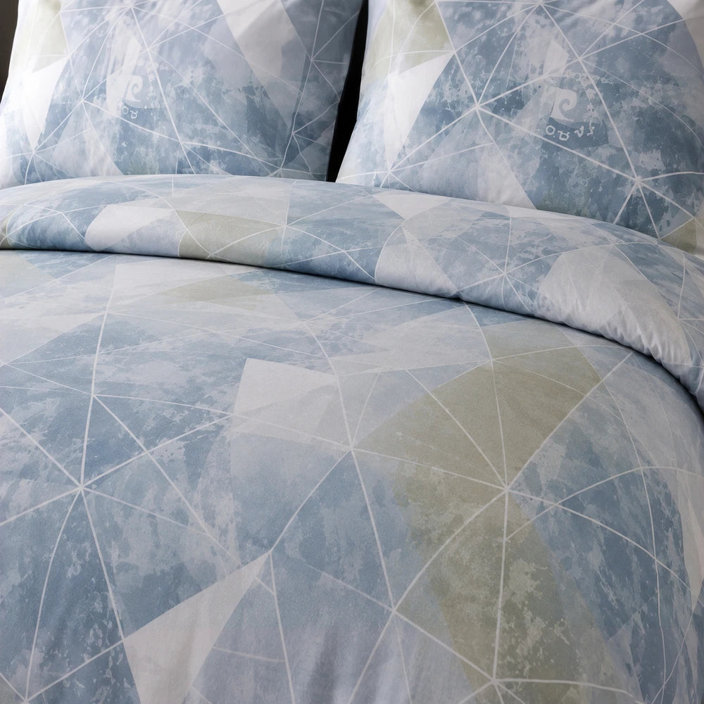 Pierre Cardin Vogue Duvet Cover Set Anden Geo in blue geometric marble pattern with pastel tones.
