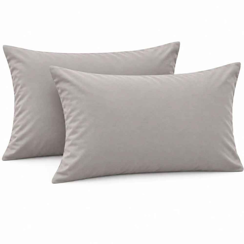 Polycotton 132TC standard pillowcases in light gray, 2-pack, soft and breathable for everyday bedding.
