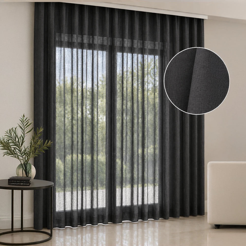 Premium Textured Semi-Sheer Unlined Taped Curtain
