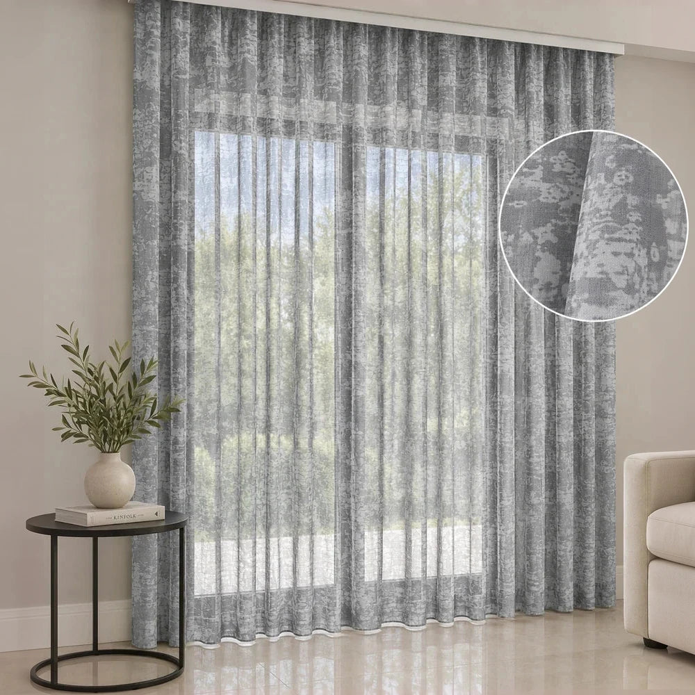 Premium Textured Semi-Sheer Unlined Taped Curtain