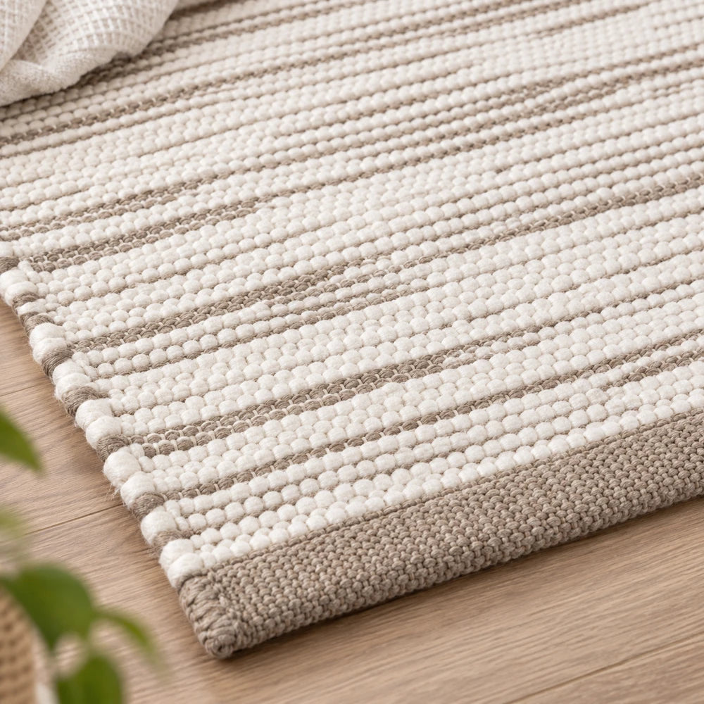 Premium Tie-Dye Chindi Rug in beige and cream tones, 50 x 80 cm, woven cotton texture for living rooms.