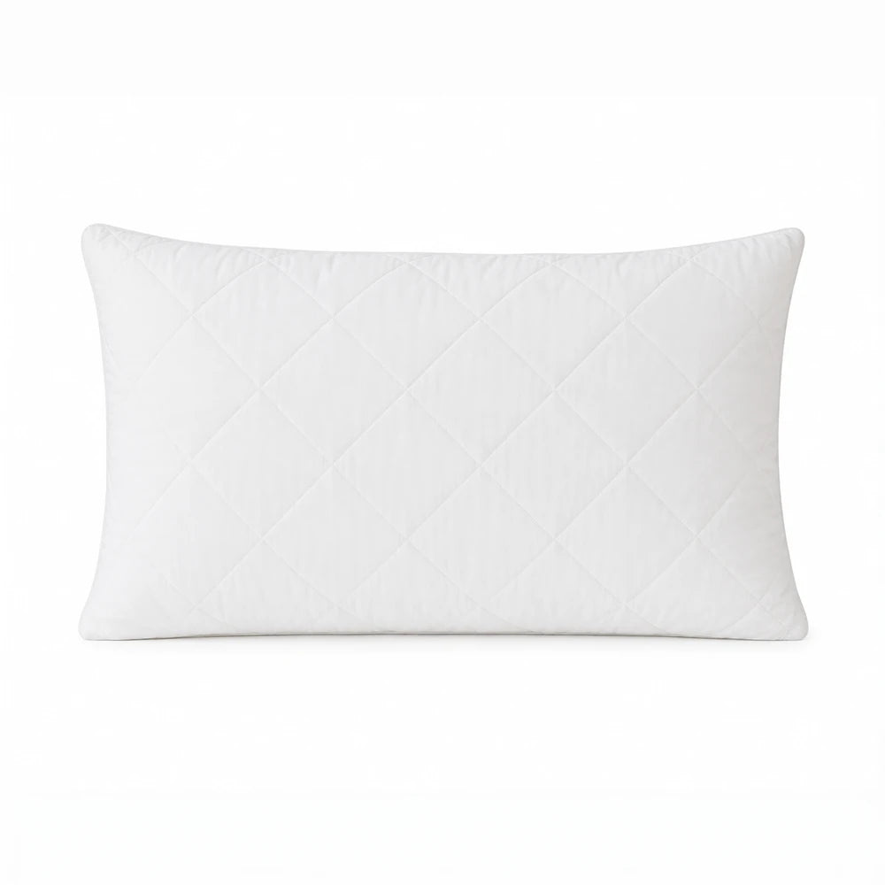 Quilted Standard Pillow in white with diamond stitching for soft support and plush comfort.