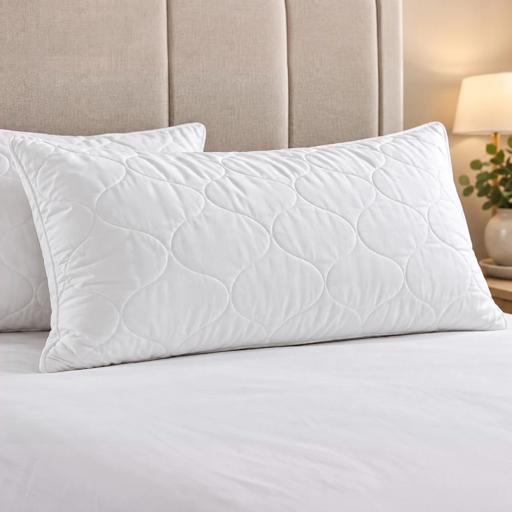 Tela Milano King Pillow Protector in white with a quilted pattern, soft fabric and breathable design.