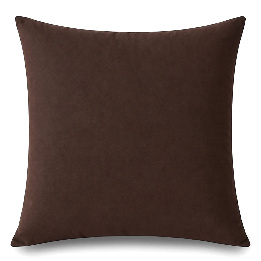 Dark brown Whisper Soft Microfibre Continental Pillowcase with a smooth texture, viewed from the front on a light background.